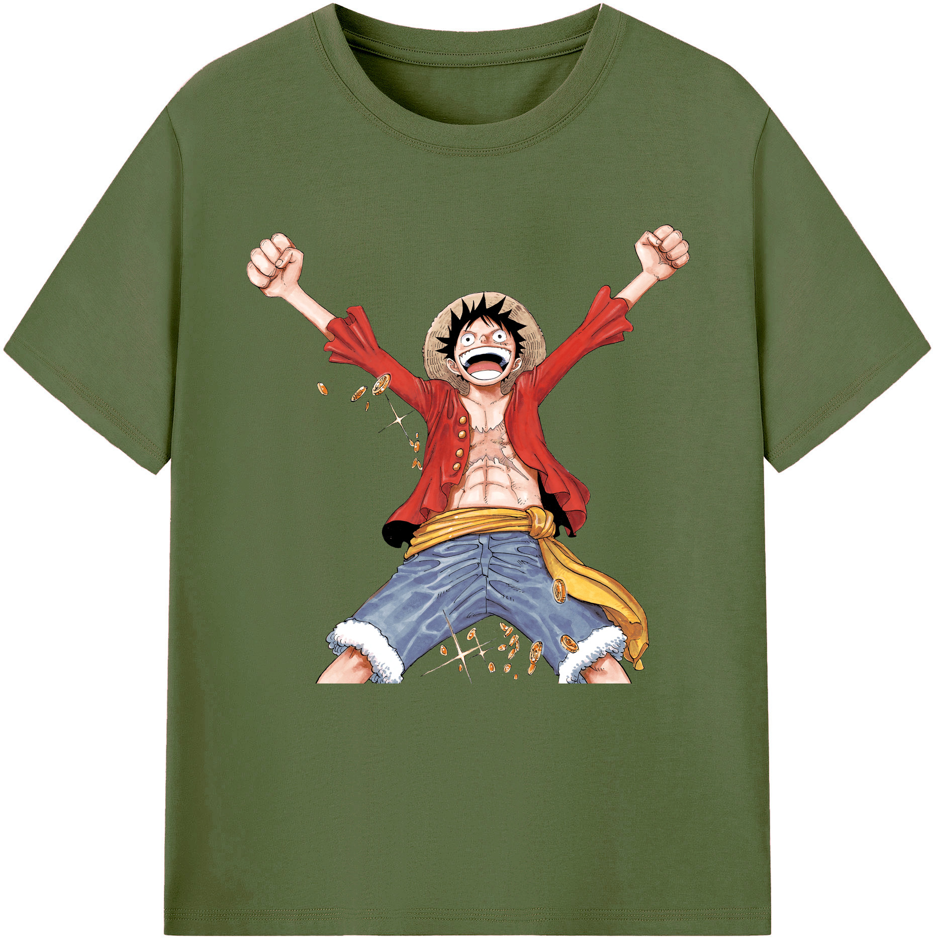 ワンピース モンキー・D・ルフィ ONE PIECE Monkey D. Luffy 綿100％半袖Tシャツ（フロントプリント）
